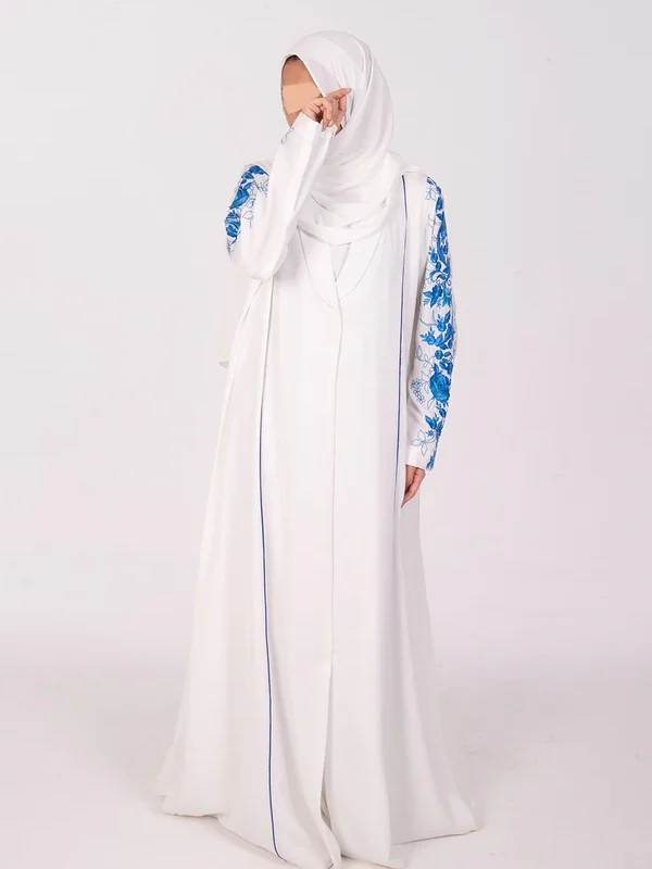 Azure Elegance Embroidered Abaya